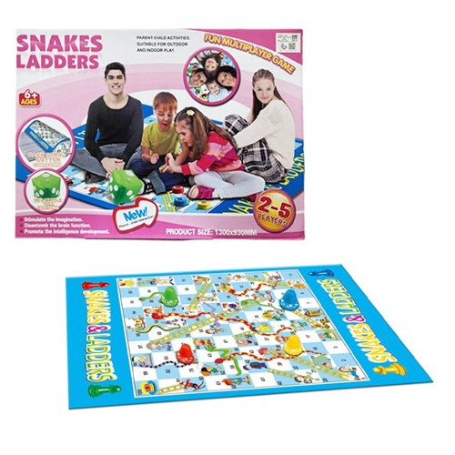 1384/1888-1A/Snakes and ladder Mat - Back pearl cotton mat - 1300 x 930 mm dice-150 x150mm 2-4 players Age : +3 years