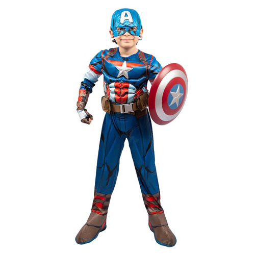 COS22/Captain america - Captain america costume includes Jumpsuit with boot covers Mask Gloves Belt Shield