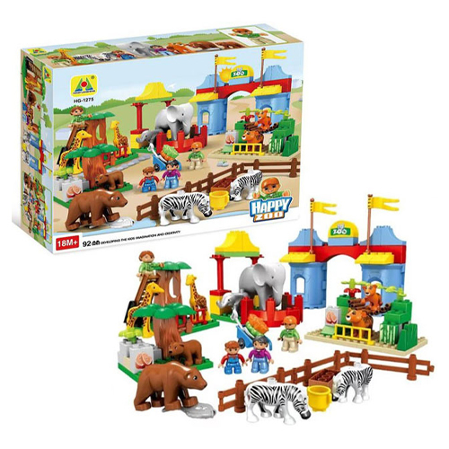 Monkiz - Zoo Blocks / HG-1275 - Happy Zoo Blocks Build a mini zoo 92 pcs Age : +3 years