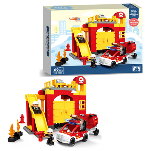 HG-1267 / Fire Brigade Blocks - 69 Pcs Build with blocks Age : +3 years