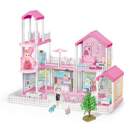 Villa Set / 556-7 - With 3m String Lights And 3 Dolls，Elevator Light 197 pieces Size : 83 x 53 x 70 cm For children above +3 years