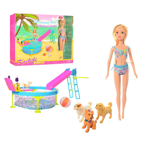 Barbie swimming pool/BLD320-1 - Swimming pool with doll and accessories set ! Years +3