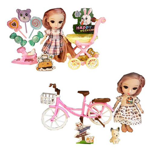 Doll Play Scene Set/2027-7 - Includes 4 play scenes  2 dolls with many accessories  For +3 years