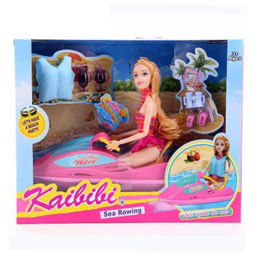 Beach Doll Set-BLD247 - Beautiful beach dollhouse with a jet ski and various accessories for more fun. Quantity per box: 36 Recommended age: +3 years.