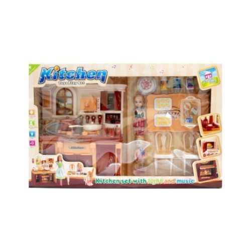 6804-A/Kitchen PlaySet - Kitchen Toys play set with barbie for age 3+.