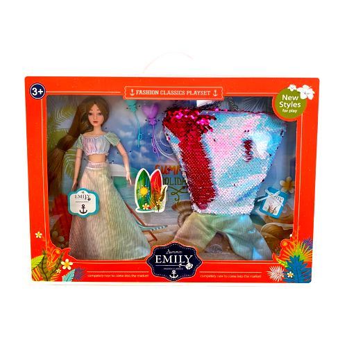 Emily mermaid doll-QJ091C/QJ091 - Summer Emily fashion classic doll with sparkly mermaid bag for girls age 3 years+