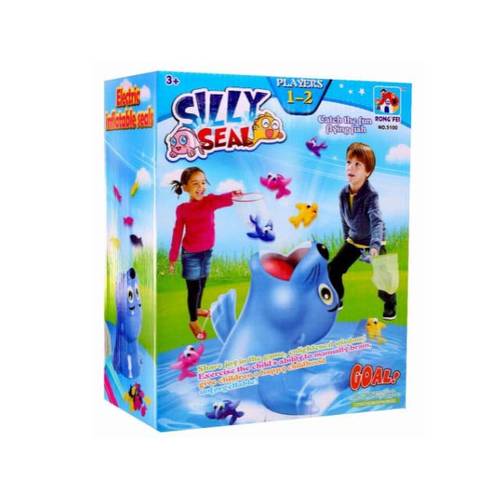 Silly Seal-5100 - 1-2 Players  Includes seal body with flippers , spout , 2 fishing nets , 30 flying fish and instructions Catch the flying fish ! For children above +3 years