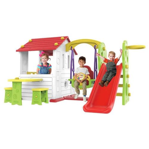 CHD-533W/PLAYHOUSE SET - TOMO SWING WHITE HOUSE WITH SLIDE AND TABLE  FOR 3+ AGES