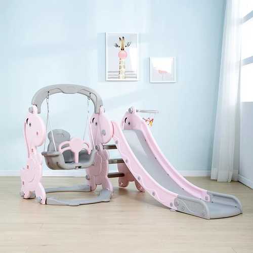 DINOSAUR SLIDE WITH SWING-ZK03202 - PLASTIC CHILDREN TOY BABY SLIDE AND SWING SET INDOOR FOR 3+ AGES