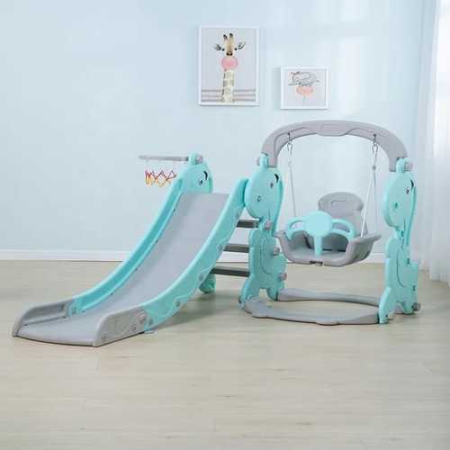 DINOSAUR SLIDE WITH SWING-ZK03202 - PLASTIC CHILDREN TOY BABY SLIDE AND SWING SET INDOOR FOR 3+ AGES