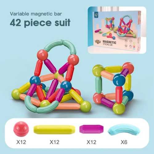 MAGNETIC STICKS-VS0183 - Magnetic bar thtat is not only toy but also a teaching aid,it has a strong magnetic attraction,high quality and fall resistant,360-degree free roation,large size magnetic bar to prevent babies eating by mistake. For 3+ ages