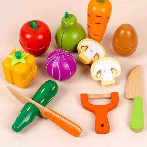 FRUITS & VEGETABLES CRATE/VWY484 - Fruits & vegetables crate 
 wooden toys 
 for 3+ ages