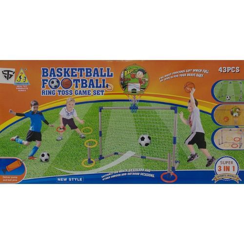 3IN1 BASKETBALL-AB265 - BASKETBALL FOOTBALL RING TOSS GAME SET FOR 3+ AGES