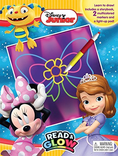 READ & GLOW/2764331622 - Disney Junior read and glow 
 Learn to draw! Includes a storybook,2 multicolored markers,and a light-up pad! 
 Enjoy a creative drawing ecperience with read & glow ! Read the storybook and use the markers on the light-up pad to make drawings that come to life in the light or dark with the magic of colorful light effects! 
 For 3 years and up