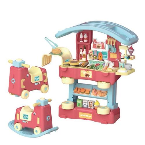 KITCHEN SET TOYS-VS0260 - 3 in 1 ROCKING HORSE CHILDREN RIDE ON CAR MODERN KITCHEN COOKING FOOD TOY SET 
 
 
 MATERIAL : PLASTIC 
 
 
 FOR 3+ AGES