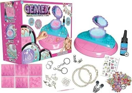 GEMEX-HUN8986 - MAGICALLY SETS FROM GEL TO GEMS! INCLUDES: HAIRCLIPS,BRACELETS,EARRINGS,RING,KEYCHAIN,STICKERS,MAGIC MOULDS AND MORE! FOR 5+ AGES