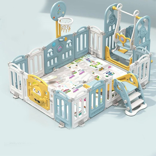 Monkiz - YBC-024LB/Baby Playpen - Baby Playpen Plastic Fences For Kids Size:215 x260 CM Age: 2Years+ Without Music  not included: horse and balls