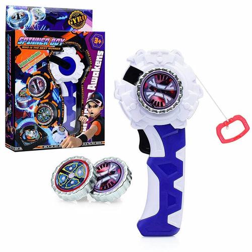 SPINNER BOY-BB802S - TOY SET WHICH IS A TYPE OF BATTLENG TOP GAME SIMILAR TO BEYBLADE OR INFINITY NADO. 
 THE SET INCLUDES A STRING LAUNCHER AND TWO METAL SPINING TOPS FOR COMPEPETIVE PLAY 
 FOR 3+ AGES