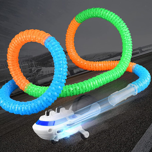 Monkiz - 6688-522/Glow race track - Glow in the dark race track tube with 156 pieces . Race track can be 2.32 m long ! Years +3