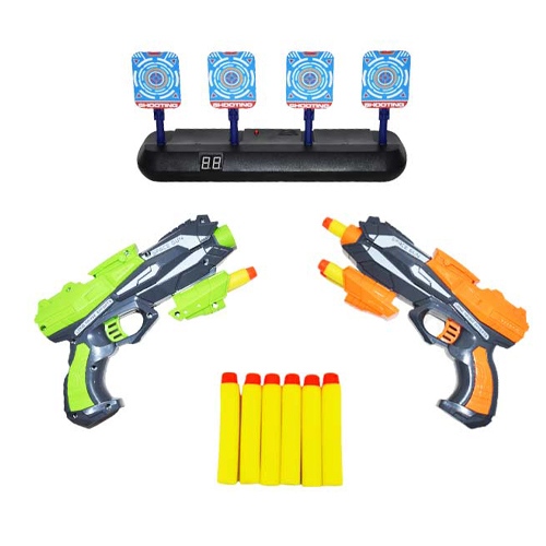 Monkiz - Dual Gun Set/999-5 - Dual Gun Set Includes soft bullet gun , soft bullet and electronic scoring target For children above 6+ years