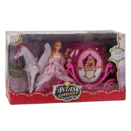 FANTACY CARRIAGE (PINK)-JJ8749 - BEAUTY SET FASHION AND LOVELY FUNNY LOOKSREAL MANE AND TAIL