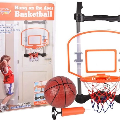 Monkiz - BASKETBALL SET-39881B - Hang on the door basketball 
 Automatic Score Record 
 Different Sounds for 
 Basketball Going Into hoop 
 Up to two players 
 Setting time,and with music and sound! 
 For 3+ Ages