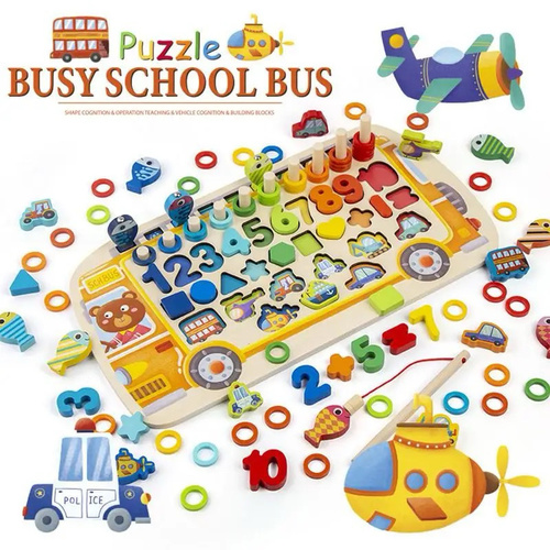 Wooden Puzzle-VWY506 - Wooden Puzzle 
 School Bus Puzzle  for kids 2 +