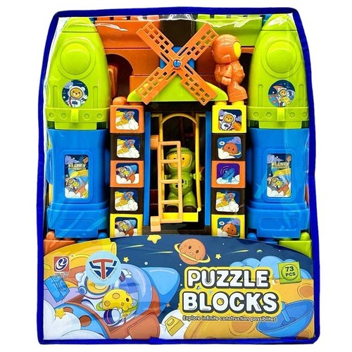 PUZZLE BLOCKS-VS0428 - PUZZLE BLOCKS 73 PCS EXPLORE INFINITE CONSTRUCTION POSSIBILITIES FOR 3+ AGES