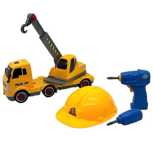 CRANE WITH DRILL-VS0680 - TRUCK ASSEMBLING CONSTRUCTION VEHICLE FOR  3+ AGES