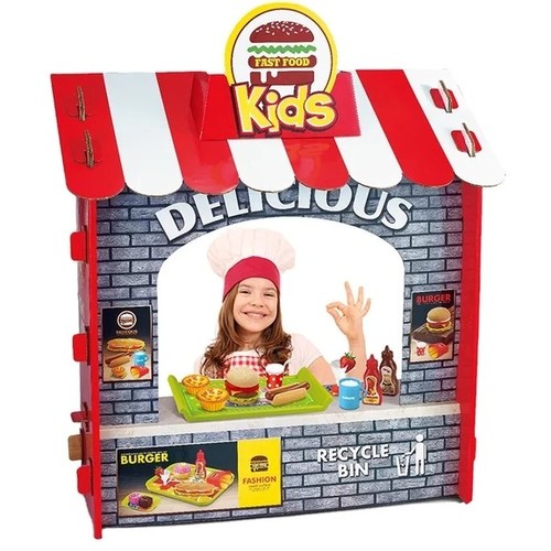 DIY House-VS0766 - Let your little one create fun fast food delicacies for family and friends with this fast food-themed playset. The playset comes with many accessories and is made using quality material with interesting colours. This set enhances role-playing, making it a perfect choice for a gift.
⚫ Great for role play⚫ Boosts imaginative and productive   playtime⚫Made of high quality materialType : Pretend Play ToysAge : Group 2-4 yrs | 4-6 yrs