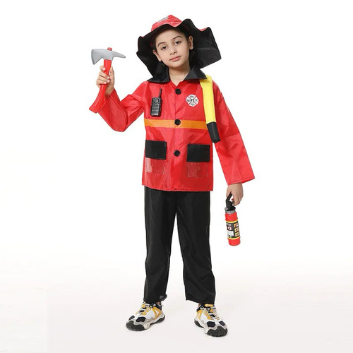 FIREMAN RED BLACK-D10/YW24097 - FIREMAN RED COSPLAY  
 
 MEDIUM -5/6 YEARS OLD