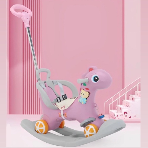 ROCKING HORSE-XH04 - rocking horse, slide, backrest, push handle and music 2 to 4 yrs. old
