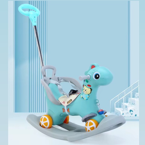ROCKING HORSE-XH04 - rocking horse, slide, backrest, push handle and music 2 to 4 yrs. old