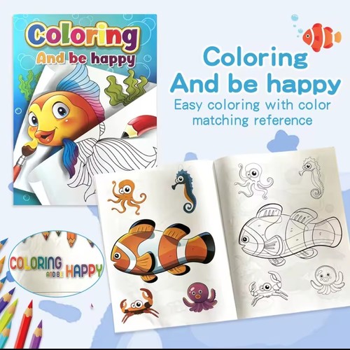 COLORING BOOK-HK24614 - Colorful Animal Patterns, Learn While Drawing, Happy Growth