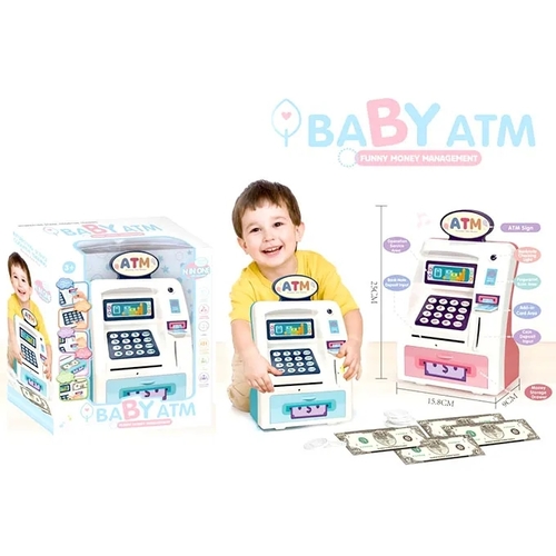 ATM MACHINE-VS2218 - KIDS ATM-MACHINE ELECTRONIC MONEY SAFE WITH CREDIT CARD