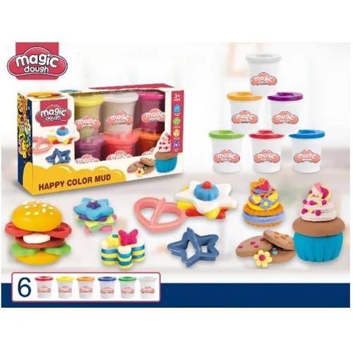 MAGIC DOUGH/5810-A - • Brand: Magic Dough • Age: Age 3-12 Year • This 6-pack features magic dough Sparkle compound mixed with lots of glitter, plus 2 cutters to make butterflies and stars • Keep It Fresh To Reuse Again And Again – There Are Few Things More Satisfying Than Opening Up A Fresh Can. The Airtight Containers Keep It Fresh To Play With Again And Again • This Clay for kids is made of eco-friendly and non-toxic materials. Made of natural resin, pure water and pigment which is harmless and environmentally friendly. Non-toxic and non-fragrant.