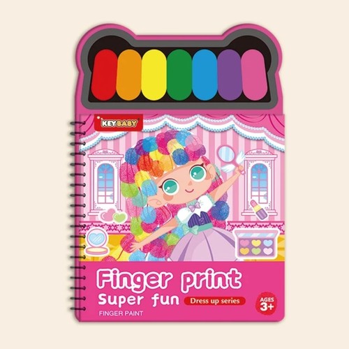 FINGER PAINT BOOK-HK24567 - COLORING BOOK WITH WATER PAINT PALETTE KIDS EDUCATIONAL  FOR 3+ AGES