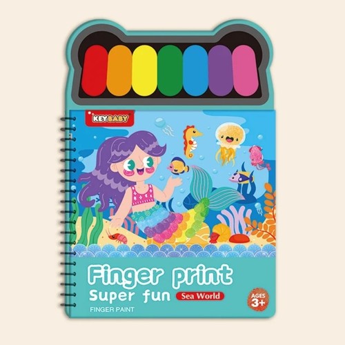 FINGER PAINT BOOK-HK24567 - COLORING BOOK WITH WATER PAINT PALETTE KIDS EDUCATIONAL FOR 3+ AGES