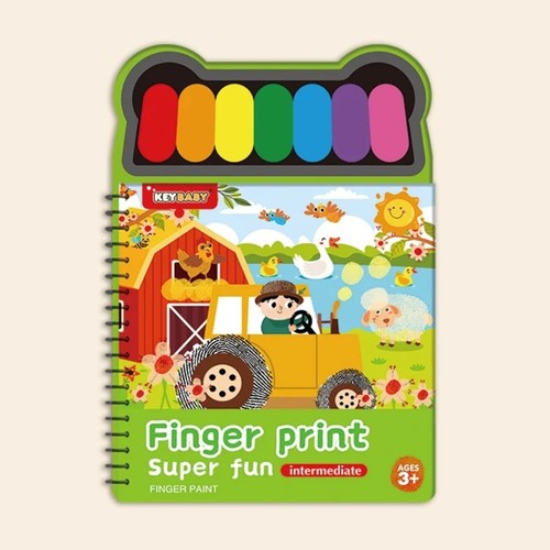 FINGER PAINT BOOK-HK24567 - COLORING BOOK WITH WATER PAINT PALETTE KIDS EDUCATIONAL FOR 3+ AGES