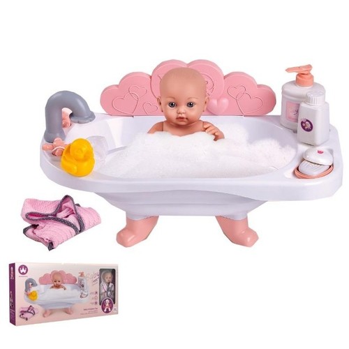 BATH TUB SET-W6906A - 12-inch Wonder Lounge Doll Set with Baby Bath - Fun and entertaining for children - Helps children develop fine motor skills