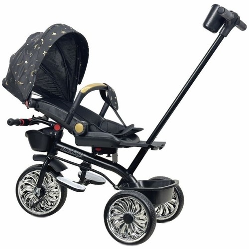 BABY STROLLER/JH-2017A - This tricycle is designed for children,providing comfort and safety during rides with a maximum weight capacity of 35kg,it's suitable for children of all ages. The wheels are 24cm in diameter and made of eva material,ensuring a smooth and quiet ride.The bike is equipped with steering, which helps develop coordination and control skills. The adjustable seat allows you to adjust the height for maximum comfort. a music bar adds an element of entertainment,making every ride even more exciting and fun. This is the perfect choice for little explorers and their parents.