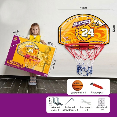 BASKETBALL BOARD-VS2263 - The 61 cm basketball set is ideal for younger players and is perfect for indoor or outdoor play. This compact basketball is characterized by an attractive and durable construction, which makes it easier to set up and move. Includes ball and net, providing everything you need for fun and practice. It helps develop motor skills, coordination and team spirit. Ideal for children who want to learn the basics of basketball or have fun with friends. for 3+ages