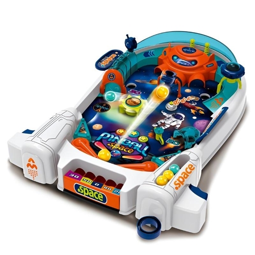 SPACE PINBALL TABLE-ZY2001 - Collect as many points as possible. - Play alone or challenge your friends to see who gets the highest score. - Approximate dimensions: 43x6.5x30 cm. - Suitable age group: 3 years and up.
