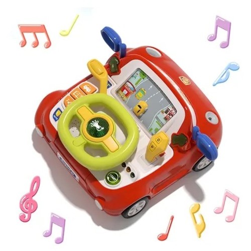 عجلة القيادة - عجلة قيادة متعددة الوظائف مزودة بموسيقى وأضواء مناسبة للأطفال من عمر 3 سنوات فما فوق