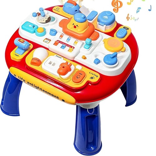 طاولة الألعاب - طاولة أنشطة للأطفال من عمر 6 إلى 18 شهرًا - ألعاب موسيقية تعليمية، طاولة وقوف للأولاد والبنات من عمر سنة إلى 3 سنوات - هدية عيد ميلاد