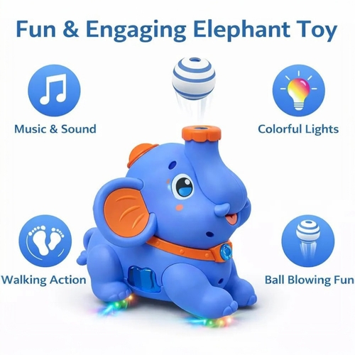 VS2658 Blow Elephant - Musical elephant toy that walks with flashing lights and sounds. A children's toy.
Suitable for ages 3 and up.
Color: Blue