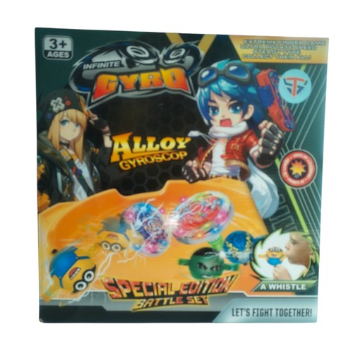 Gyro Alloy-VS1906 - The product shown is the Infinite Gyro Special Edition Battle Set, a spinning top toy set designed for competitive play..&nbsp;Age Recommendation : The packaging indicates it is suitable for ages 3+.
