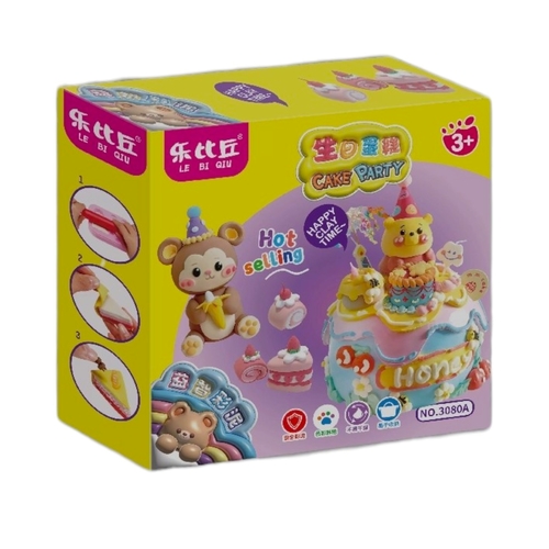 YW24441 Clay Party Cake - This item is a children's interactive birthday cake toy set, designed for pretend play and celebrations.    Model/Brand: The packaging indicates it is from the 