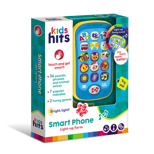 Kids Hits Smart Phone Light-up Farm KH03/003 - Play more , learn better&nbsp; 36 sounds, phrases and animal voices. 7 popular melody&nbsp; 2 funny games&nbsp; for kids 2 years +