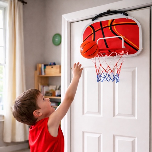 VS2030 Hoops Baskitball - Hoops Basketball Rim Set designed for children aged 6 and older.&nbsp;    Components: Includes a basketball rim, a net, and an inflatable basketball.&nbsp; Installation: Designed for mounting on a wall or door for indoor or outdoor use.&nbsp; Specifications: Typical package dimensions are approximately \(39\times 38\) cm, and the rim diameter is roughly \(32\) cm.&nbsp; Features: Serves as an entertaining game to help develop motor skills.